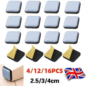 4/12/16× Square Furniture Gliders Self Adhesive Teflon Sliders Floor Mover Pads - Picture 1 of 12