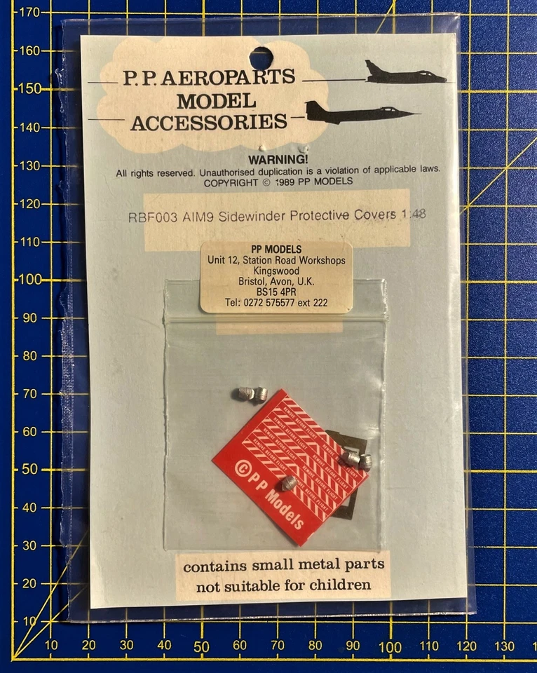 P.P. AEROPARTS MODEL RBF003 - AIM9 SIDEWINDER PROTECTIVE COVERS - 1/48 METAL KIT - Immagine 1 di 1