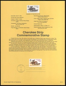 US. SP1040. 2754. 29c. Cherokee Strip. Souvenir Pages.1993 - Picture 1 of 1