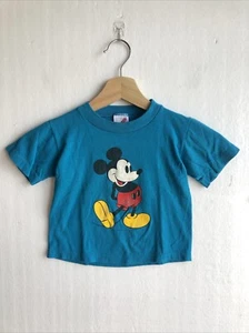 VTG  Jerzees Mickey Mouse Walt Disney USA Made Single Stitch Blue T-shirt XS 2-4 - Picture 1 of 6