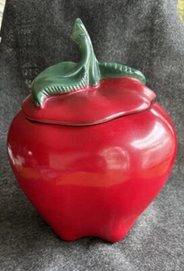 Vintage McCoy (eingeschnittene Kreismarke) große 12,5" einzigartige rote Apfel Keksdose USA - Bild 1 von 21