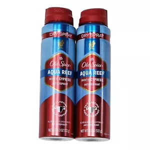 2 Pack Old Spice Aqua Reef Scent Of Cypress Antiperspirant 4.3oz Dry Spray 24/7 - Picture 1 of 1