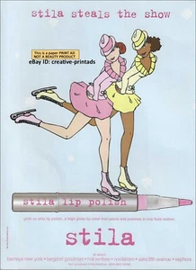 De colección STILA Belleza 1 PÁGINA IMPRESIÓN ANUNCIO 2001 lindo dibujo de mujeres patinaje sobre hielo - Imagen 1 de 1
