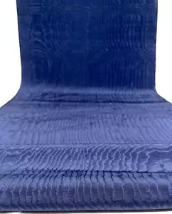Navy Blue Silk Moire Fabric By 2 Meters, Watermark Patterned - Picture 1 of 7