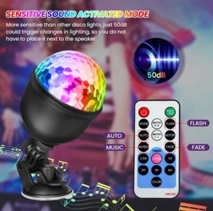 SOLMORE LED Disco Ball Light Party Disco USB Rechargeable w/ Remote Control - Picture 1 of 7