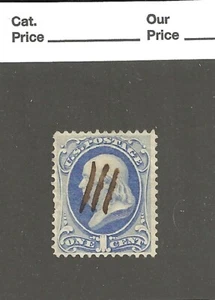 US # 145, 1 cent ultramarine, 1870,Vf-xf, cv $35 - Picture 1 of 2