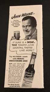 John Wayne 1942 para salsa Worcestershire francesa - anuncio de revista vintage - Imagen 1 de 1