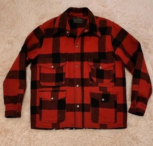 Chaqueta de caza vintage Hirsch Weis búfalo lana virgen mackinaw a cuadros XL - Imagen 1 de 9