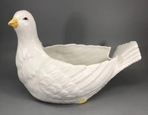 Mottahedeh Hand Painted White Porcelain Ceramic Bird Serving Bowl Planter Italy - Picture 1 of 9