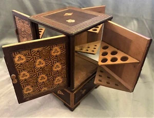 selt. Art Deko Schränkchen Humidor Zigarrenschrank Einlegearbeiten Markasieten - Bild 1 von 23
