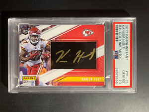 KAREEM HUNT 2017 PANINI INSTANT GOLD INK AUTO AUTOGRAPH #2/5 RC PSA 10 GEM POP 1