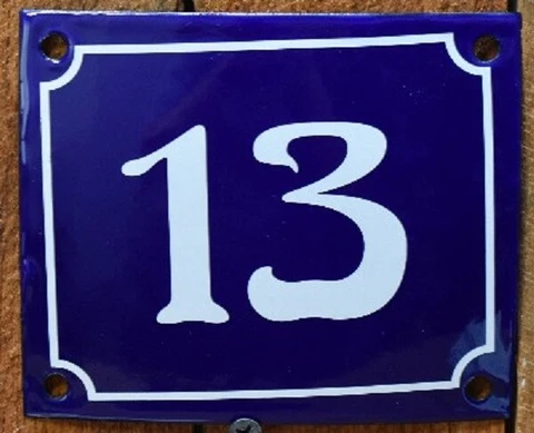 Vintage Style Blue Enamel Porcelain French House Number Door Steel Metal Sign 13 Cover