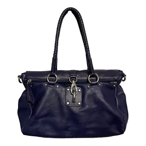 Adrienne Vittadini Blue Leather Hobo Shoulder Bag Handbag Purse $185 - Picture 1 of 13