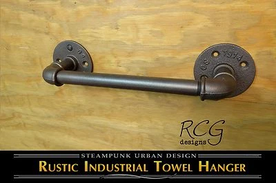14"+ Towel Bar Rack Hanger Pipe - urban steampunk rustic decor vintage style - Изображение 1 из 4