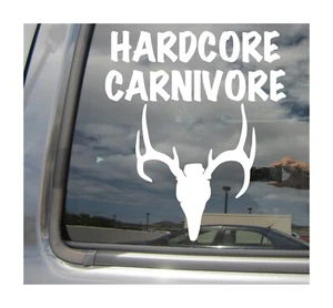 Adesivo decalcomania vinile finestra auto Hardcore Carnivore - caccia teschio cervo - 04006 - Foto 1 di 2