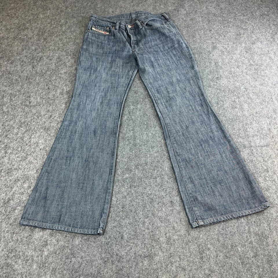 Diesel Womens Jeans Bootcut Flare Baggy 29 29 UK 10 Chambray Blue Low Rise VTG - Image 1 of 4