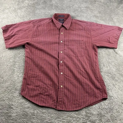 Camisa Dockers de manga corta con botones para hombre mediana roja a rayas sin arrugas Foto 1 de 4