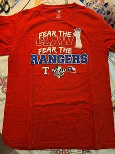 Texas Rangers World Series 2010 Herren Medium "Fear The Claw" 100 % Baumwolle Neu ohne Etikett - Bild 1 von 6