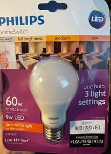 60-Watt Equiv. 3 Stage Light output A19 Scene Switch LED Light Bulb 3-Pack - Picture 1 of 3