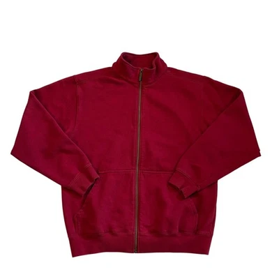 Толстовка мужская LL Bean размер средний красная флисовая с подкладкой на молнии повседневная для улицы - Изображение 1 из 4