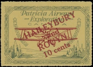 1926, CANADA, SEMI-OFFICIAL PATRICIA AIRWAYS HAILEYBURY 10CENTS/25C, LH, #CL24 - Picture 1 of 2
