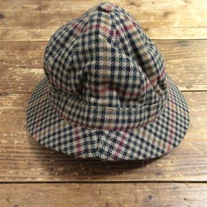 Cappello uomo vintage pura lana nuovo a quadri Deerstalker Sherlock Holmes pieghevole Inghilterra - Foto 1 di 9