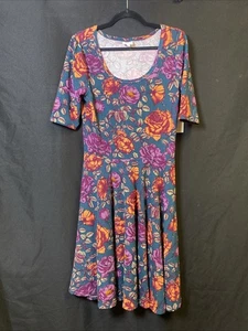 NEU NEU MIT ETIKETT LULAROE NICOLE GRÜN LILA ORANGE HERBST NICOLE KLEID LGE EBC32 - Bild 1 von 5