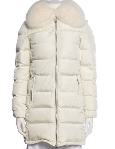 Parka cappotto Prada Sport 100% piumino bianco panna con colletto volpe bianco Xs