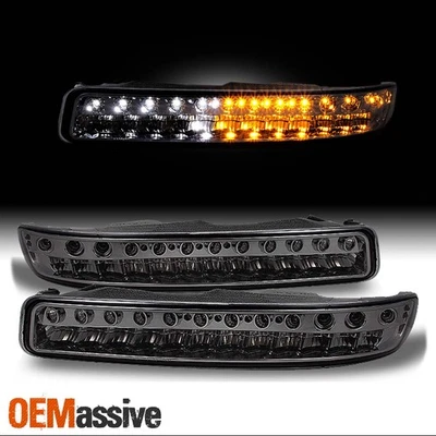 Fit 99-06 GMC Sierra Yukon XL LED Front Bumper Signal Lights Parking Lamps Smoke - Image 1 of 4