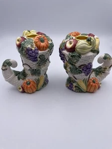 Fitz and Floyd Omnibus Harvest Bounty Cornucopia Thanksgiving Candle Holder’s - Picture 1 of 6