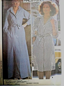 Dress Halston 12 McCalls 4952 Sewing Pattern UC VTG Button Collared Long Knee - Picture 1 of 6
