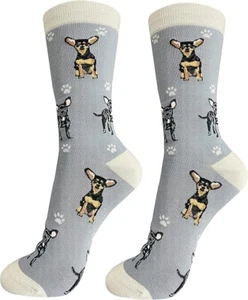 Happy Tails Black Chihuahua Gray Socks Pet Lovers Soft Socks One Size Fit Most - Picture 1 of 4