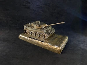 German Tiger Tank Military Figurine Cold Cast Bronze Statue Sculpture - Picture 1 of 4
