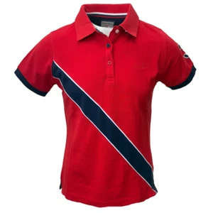 Hazy Blue Women Ladies Carly Equestrian Stripe Polo Shirt PK Short Sleeve 8-20 - Picture 1 of 3
