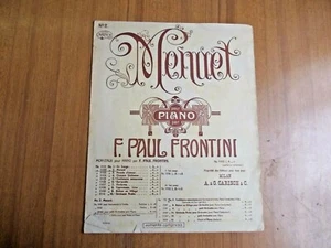 spartito MENUET POUR PIANO PAR F.PAUL FRONTINI A&G CARISCH & C. EDITEUR 1906 - Bild 1 von 2