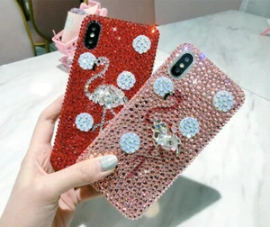 Sparkle Bling Flamingo Phone case Glitter Rhinestones For iPhone, Samsung - Picture 1 of 4