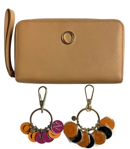 Oroton Tan Saffiano Leather Zip Wallet & Logo Keyring Set - Picture 1 of 17