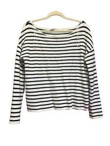 Zara Women Black White Red Striped Knit Sweater Sz M Euc Heavy Warm! - Picture 1 of 8