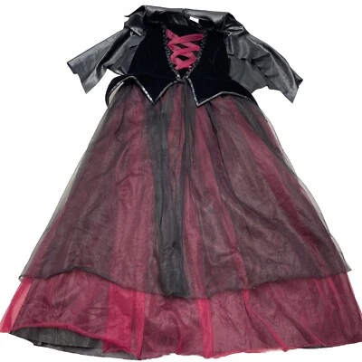 Lady Vampire Gothic Costume Wicked Queen Dress w/Cape Attached Girls XL/Women S - Image 1 of 4