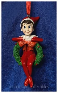 DEPT 56 ELF ON THE SHELF CHRISTMAS ORNAMENT ELF WITH WREATH - Picture 1 of 2