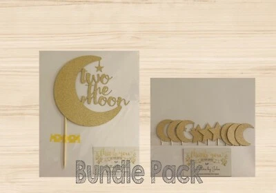 *PAQUETE* Dos adornos para cupcakes The Moon + Moon and Star para baby shower Foto 1 de 4