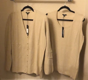 NWT BASILE Paris S twinset sweater set 2PC beige wool cashmere blend MSRP $225 - Picture 1 of 8