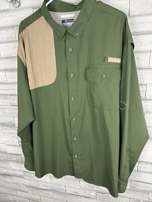 Columbia Hunting Shirt Mens 2XL Button Up Green Shoulder Patch  Blood And Guts - Image 1 of 4