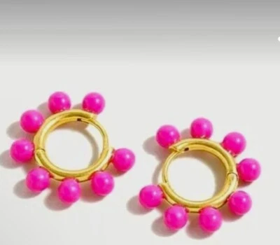 Pendientes colgantes J.Crew Pearl Fuscia Huggie, nuevos, 7/8" Foto 1 de 4