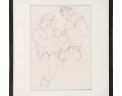 Tom of Finland Cuero Homoerótico Hombre Dibujo Gay Desnudo Retrato Cuero Muscular Foto 1 de 3