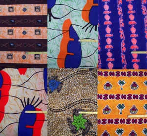 Echt Afrika Stoff Meterware Wax Print Ethno Dekoration Dekostoff Vorhangstoff - Picture 1 of 7