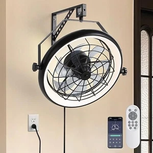 Wall Mount Fan with Remote/App Control, " Quiet Wall Mounted Fan with Light,3 - Picture 1 of 18