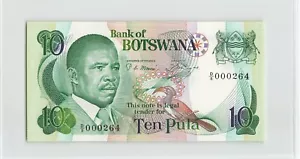 BOTSWANA 10 Pula 1982, P-9a, B/8 000264 1st Prefix Low S/N, Orig. UNC. R2 - Picture 1 of 2