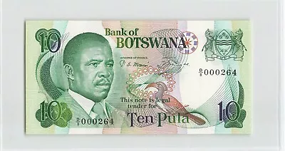 BOTSWANA 10 Pula 1982, P-9a, B/8 000264 1st Prefix Low S/N, Orig. UNC. R2 - Image 1 of 2
