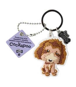 590010 WAGS & WHISKERS COCKAPOO DOG CARICATURE RUBBER IMAGE ON METAL KEYRING - Picture 1 of 1